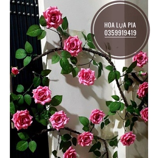 dây hồng leo hoa giả thân cổ 3m- hoa lụa