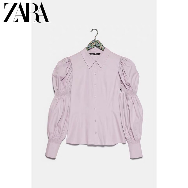 ÁO SƠ MI ZARA TAY BỒNG TÍM PASTEL AUTH TUỒN HÀNG CỰC CHUẨN (có ảnh thật cuối)