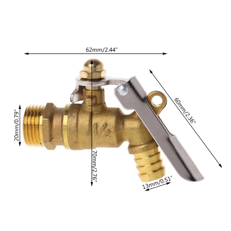 Vòi nước bằng đồng thau kích thước 1/2" có lỗ khóa thiết kế tiện dụng chất lượng cao