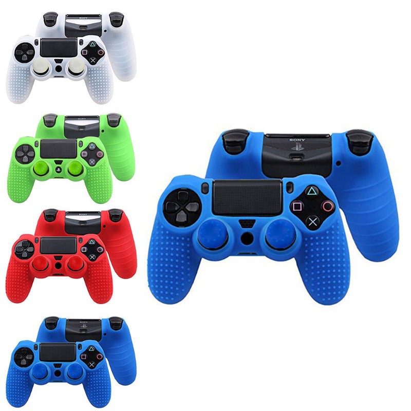 Ốp Bảo Vệ Bằng Silicone Chống Trượt + 2 Nắp Đậy Nút Điều Khiển Cho Tay Cầm Chơi Game Ps4