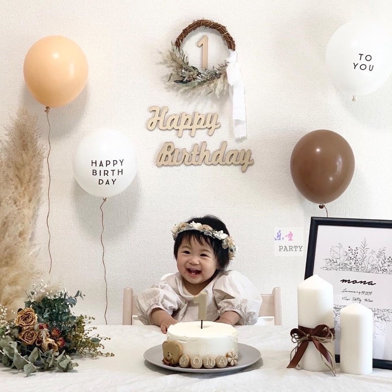 Chữ Happy Birthday gỗ style Hàn Quốc