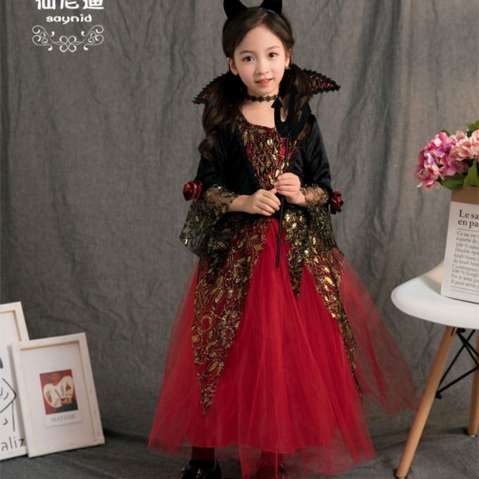 Trang Phục Hóa Trang Phù Thủy Ma Cà Rồng Nhân Dịp Halloween Cho Bé Gái