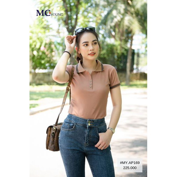 Áo Thun Nữ MC Fashion Cổ Bẻ Thoáng Mát Chất Cotton Thái Co Giãn 4 Chiều Chuẩn Form AP169