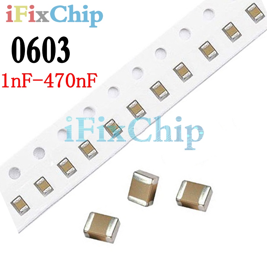 Set 100 linh kiện điện tử 0603 1nF-470nF 1.5NF 2.2NF 4.7NF 47NF 10NF 22NF 100NF 50V SMD
