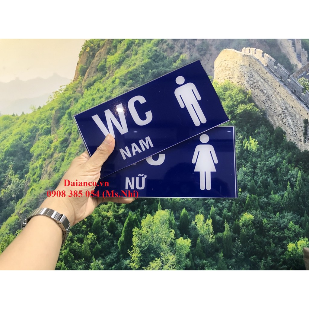 Combo 2 tấm bảng chỉ dẫn nhà vệ sinh nam nữ (10x20cm)- Hình thật