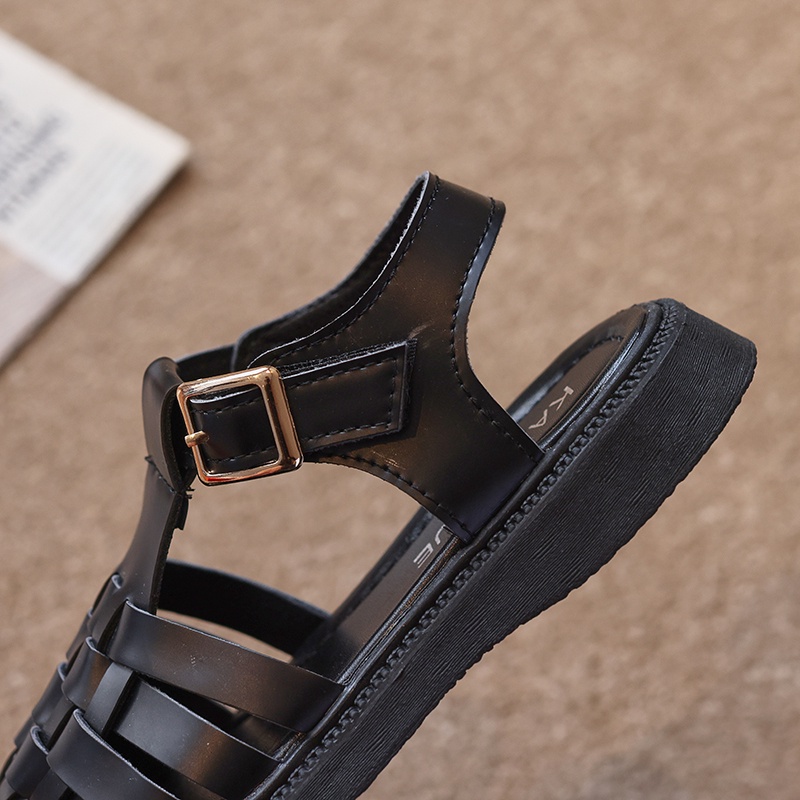 Giày Sandals Da Bện Chống Trượt Chân Thoải Mái Cho Bé Gái Từ 3-16 Tuổi