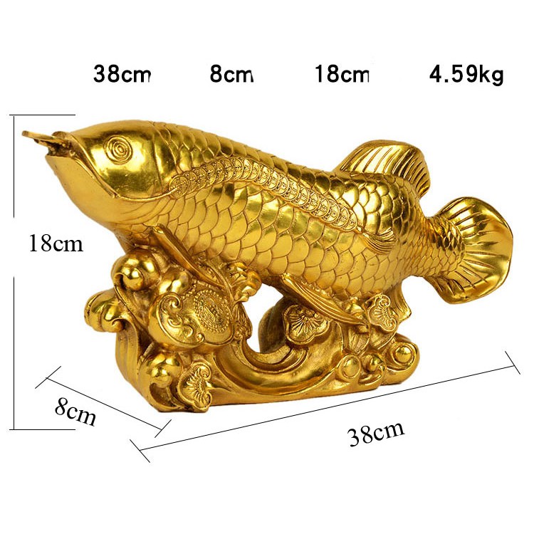 Tượng Cá Chép Hoá Rồng cưỡi gậy Như Ý bằng đồng thau phong thủy Hồng Thắng