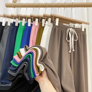Quần Ống Rộng Lưng Cao Màu Trơn Mới Cho Nữ