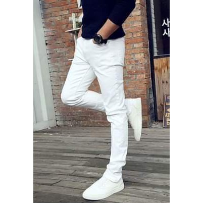 Quần Jeans nam trắng ôm body Hàn Quốc thời trang cực hot 2020