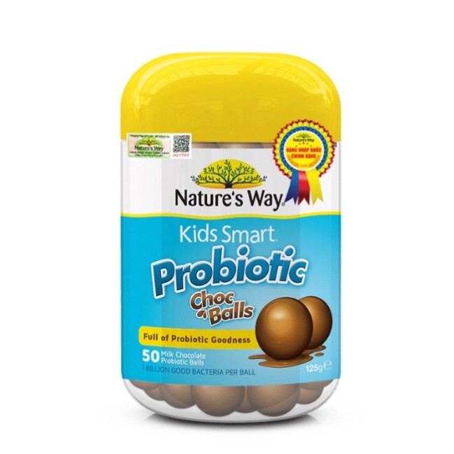 (NK Chính hãng) Kẹo Dẻo Cho Lợi Khuẩn Tốt Cho Hệ Tiêu Hoá   Bé Nature's Way Kids Smart Probiotic Choc Balls Lọ 50 Viên