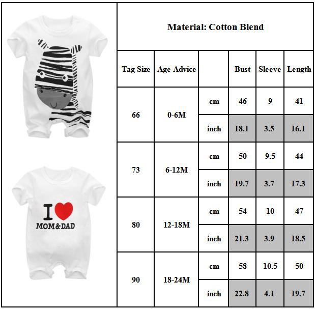 Áo liền quần tay ngắn in họa tiết hoạt hình đáng yêu dành cho trẻ sơ sinh