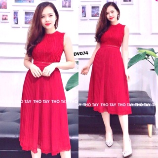 Đầm voan dập li phối ren cao cấp