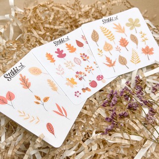 Set 48 sticker hoạ tiết lá sắc màu mùa thu