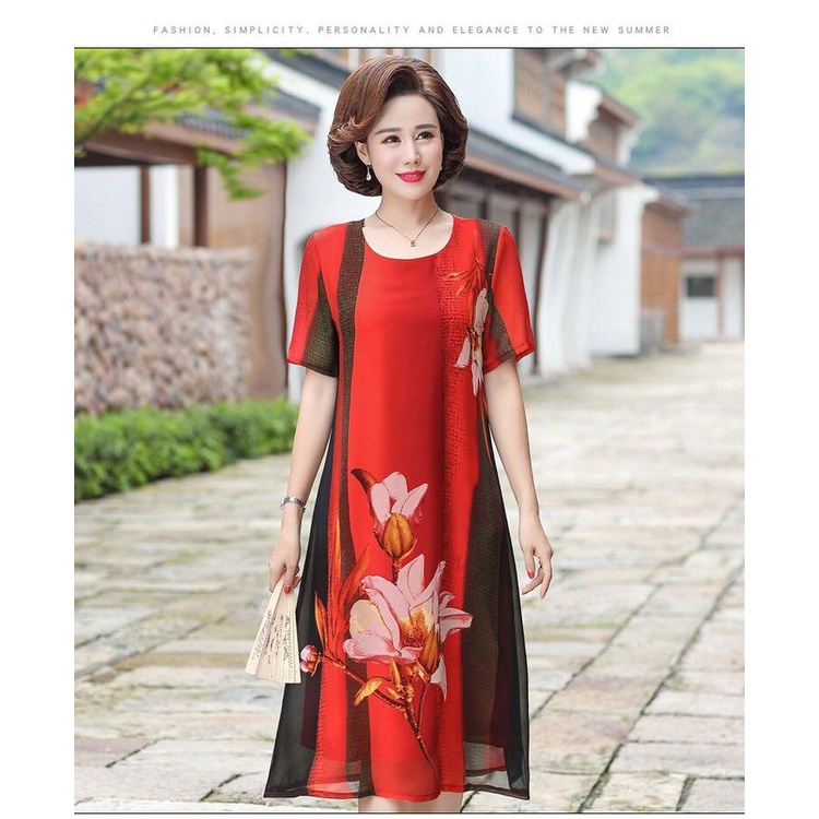 Đầm Suông Bigsize Hoa Thêu Kiểu Đầm Dự Tiệc Trung Niên - Váy Đầm Tuổi Trung Niên, có bigsize