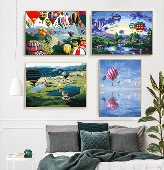 Tranh Sơn Dầu Trang Trí Hình Khinh Khí Cầu Mã Số 01