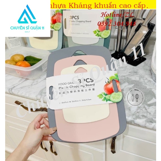 Combo 3 Thớt Nhựa Kháng Khuẩn, Mẫu Mã Đẹp An Toàn Khi Sử Dụng 3ThotHQ