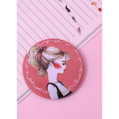 Gương trang điểm mini cầm tay hình tròn siêu kute dễ thương bunakids PK17
