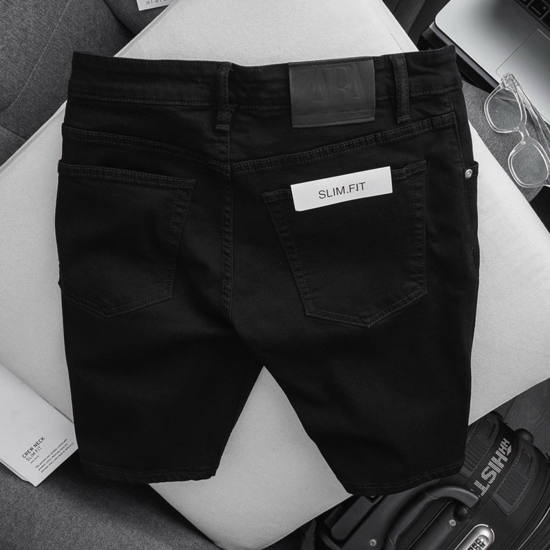 Quần short jean nam 02 màu đen trắng| Quần ngố nam jean co giản hàng cáo cấp