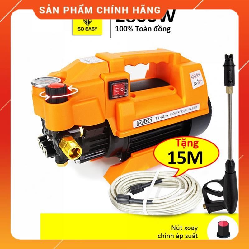 Máy rửa xe cao áp, may rua xe chỉnh áp 2800W BoSETON C0010T1, lõi đồng nguyên chất 100%, ống bơm nước M7