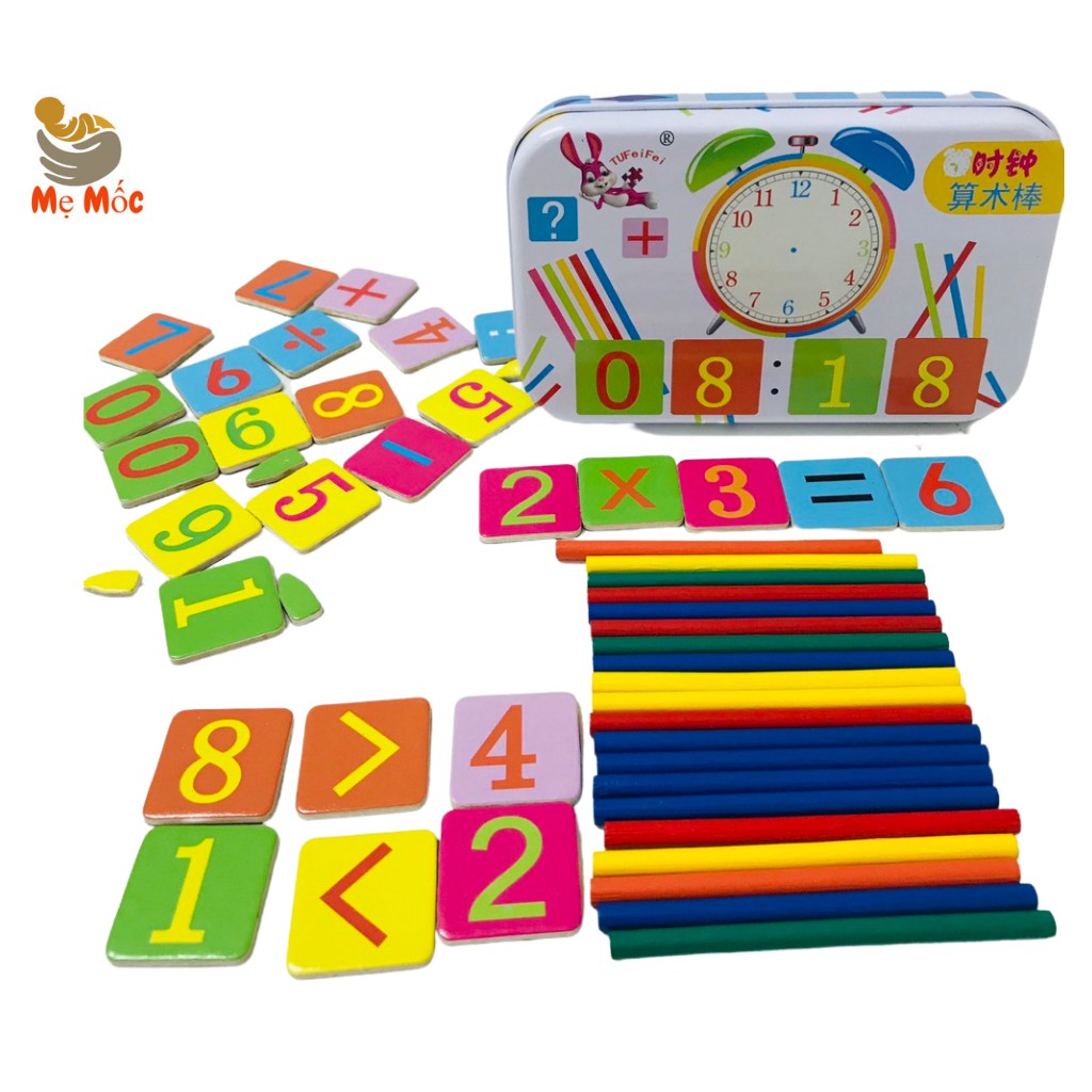 Bộ Domino Số đếm và que tính, Dụng cụ học toán, Đồ chơi toán học, bộ que tính toán học cho bé
