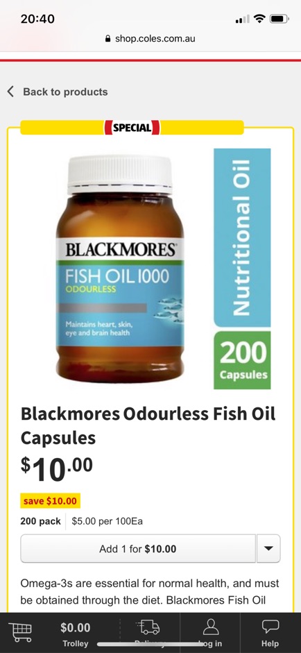 Dầu cá Blackmores mini cap 400 viên không mùi | Thế Giới Skin Care