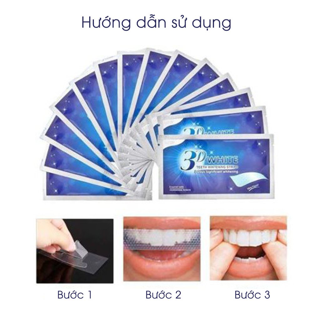 Hộp 7 túi dán hỗ trợ trắng răng 3D White Teeth Whitening Strips dán tẩy trắng răng