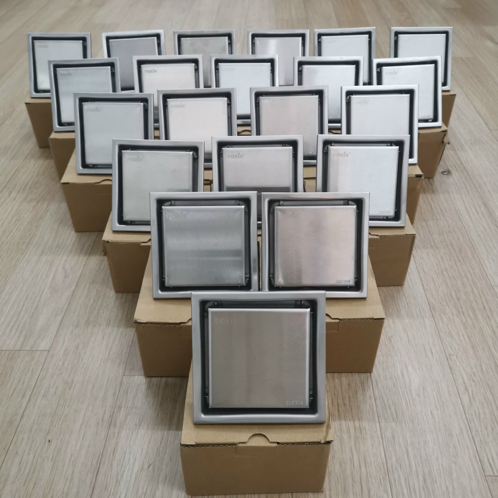 Ga Thoát Sàn Ngăn Mùi Inox 304 FOXIS T218, Phễu Thoát Sàn Nhà Tắm Đặt Âm Nên Gạch, Thoát Nước Nhanh, Ngăn Mùi