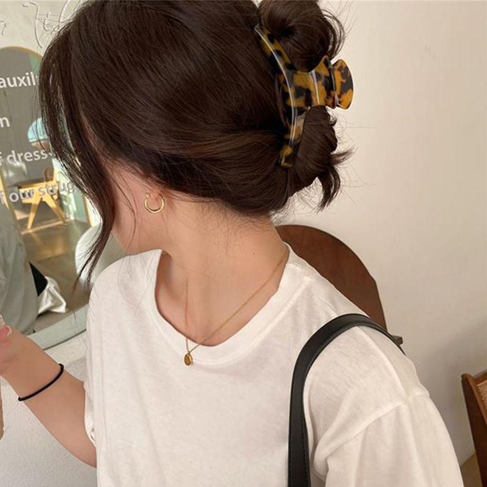 Kẹp Tóc Đuôi Ngựa Bằng Sợi Acetate In Họa Tiết Da Báo Kiểu Hàn Quốc Làm Quà Tặng Mùa Hè Cho Bạn Gái