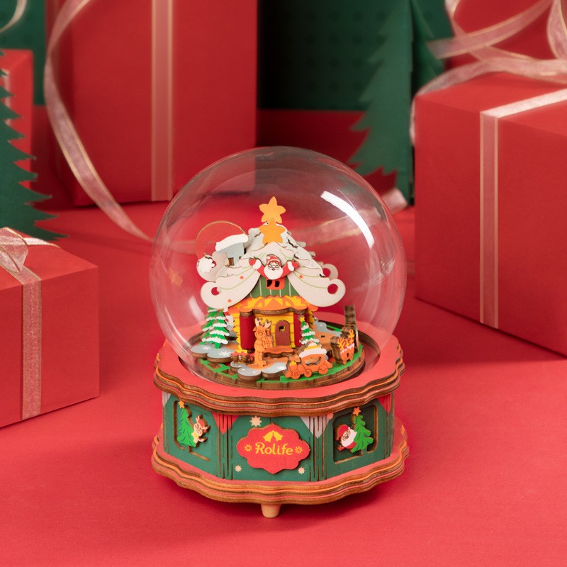 Đồ chơi lắp ráp gỗ 3D Mô hình Hộp nhạc Thị trấn Giáng Sinh - Christmas Town Music Box AM46