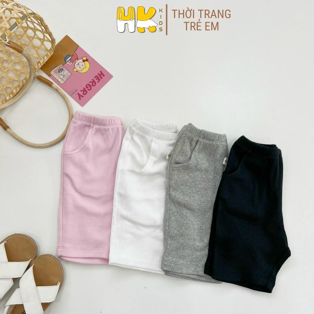 Quần legging đùi cho bé gái HK KIDS, quần short thun chất len tăm mềm mại co giãn 4 chiều cho bé từ 8-22 kg