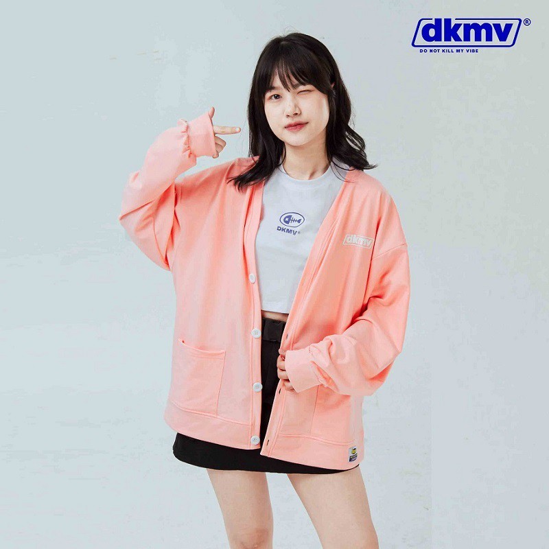 [Hình thật/Có sẵn] Áo khoác cardigan da cá nữ màu hồng san hô | DKMV Coral Basic Cardigan