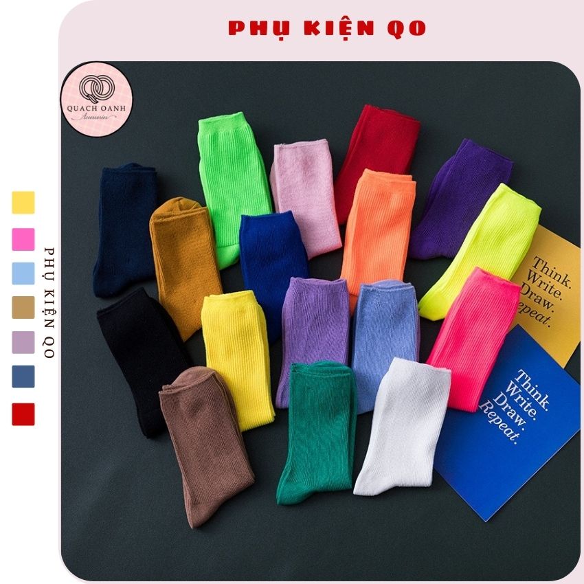 [Mã SKAMCLU8 giảm 10% cho đơn từ 100K] Tất vớ nữ cổ nhún phong cách vintage Hàn Quốc 19 màu - TT01