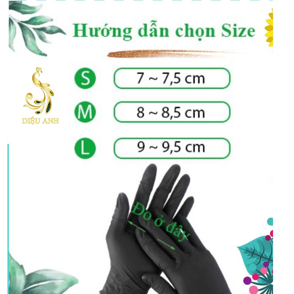 Găng tay y tế đen không bột, găng tay đen phun xăm ( Hộp 100 cái)