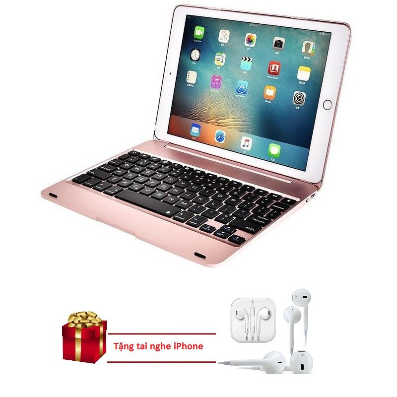 Bàn phím Bluetooth  F19A/ F19B cho iPad Pro 9.7''/ iPad Air/ iPad Air 2 (Rose Gold) Tặng tai nghe iPhone