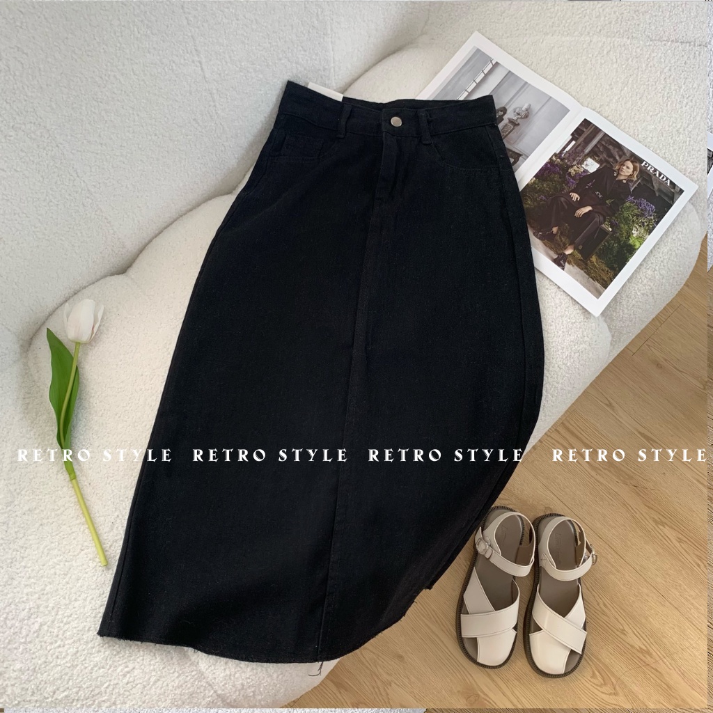 Chân Váy Midi Dáng Chữ A Lưng Cao Kiểu Retro Hàn Quốc Dễ Phối Đồ CV46 Retrostyle/P1K6