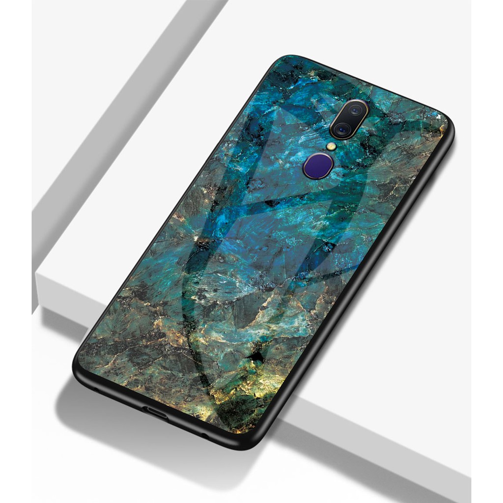 Toughened glass Marble Case For OPPO A7 A5/A3s F11 pro A9 Reno Z 10 F9 Cover Casing