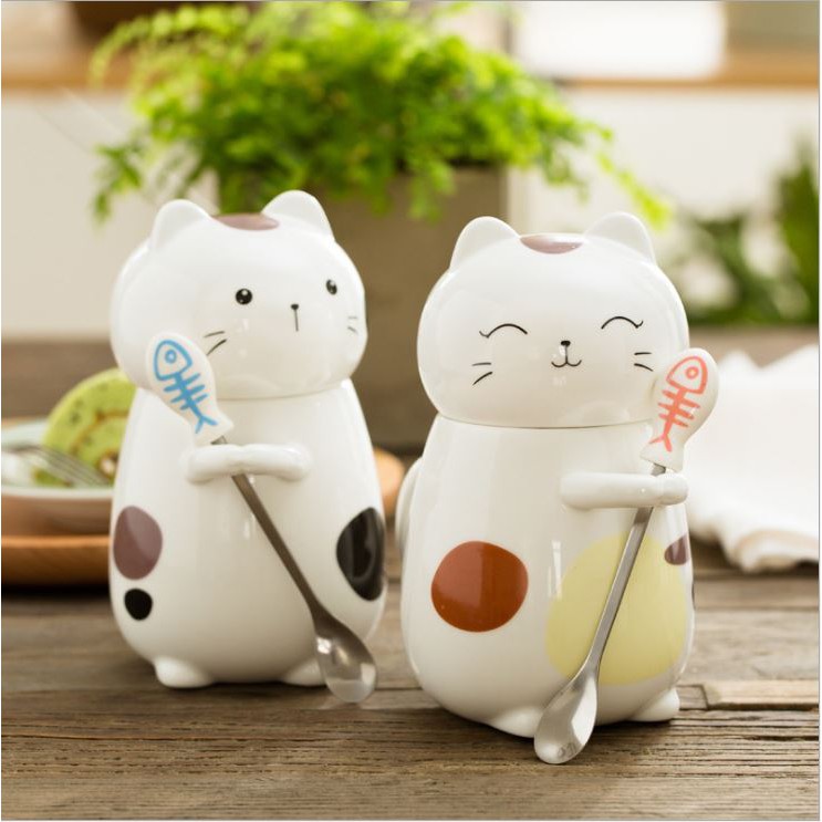 (Có sẵn) Cốc mèo ú ôm thìa siêu dễ thương