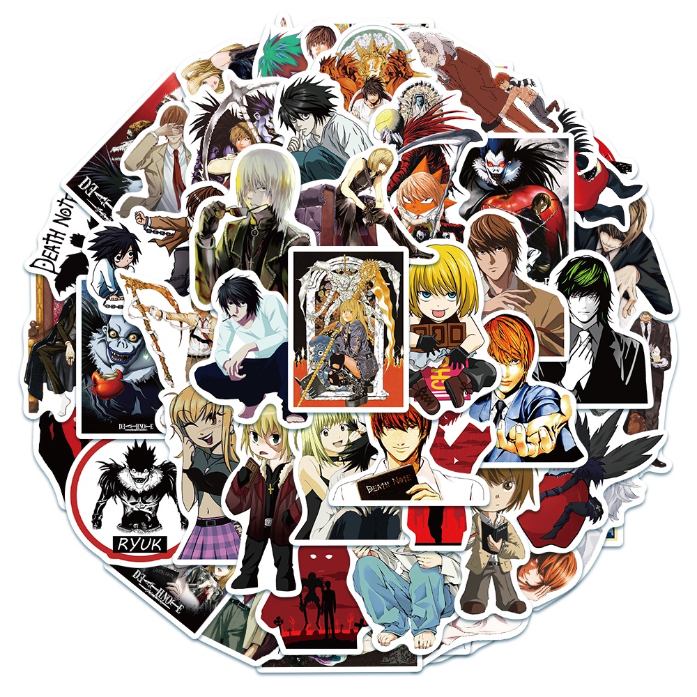 Bộ 10/50 Sticker Hoạt Hình Death Note Chống Nước Trang Trí Laptop