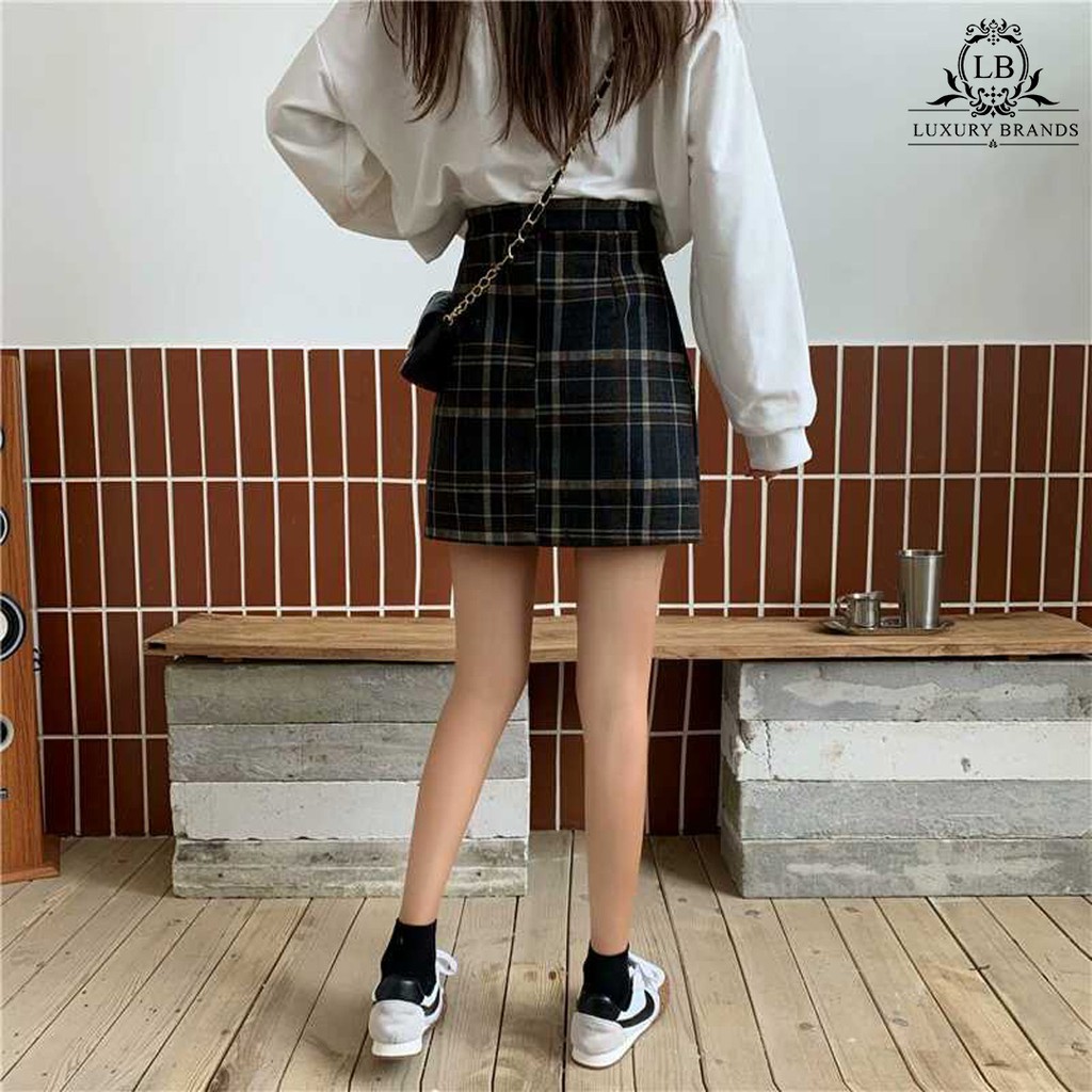 [CÓ SẴN - GIẢM 8%] CHÂN VÁY CHỮ A DÁNG DÀI NGẮN KẺ SỌC NỮ SINH TIỂU THƯ | BigBuy360 - bigbuy360.vn