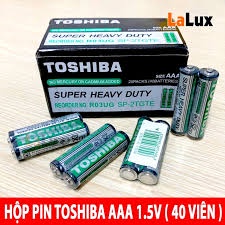 Hộp 40 viên pin Toshiba tiểu loại AAA, dùng điều khiển, đồ chơi cho bé, pin đũa, pin nhí, tiểu