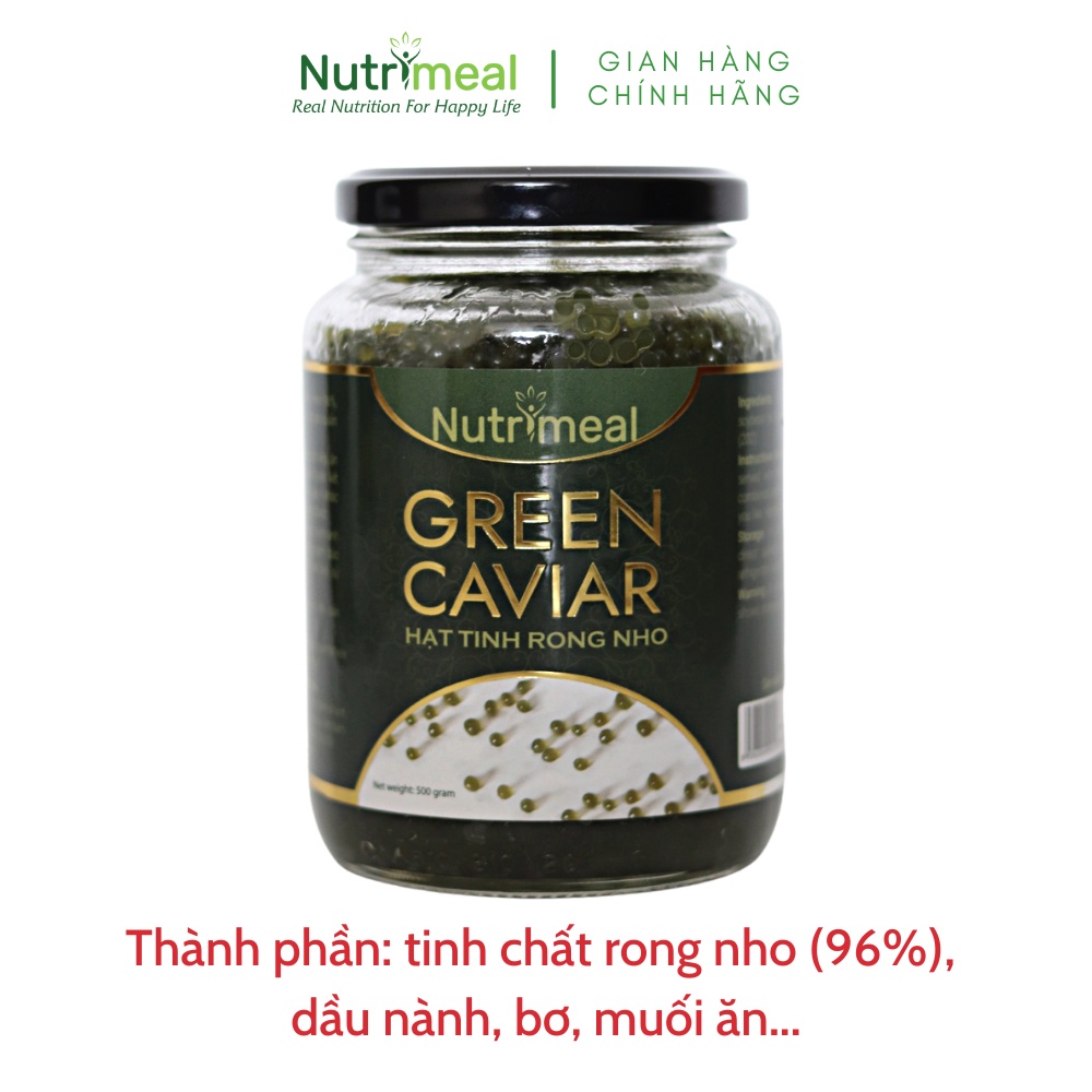 Hạt Tinh Rong Nho Nutrimeal Hủ Thuỷ Tinh 500gr (Ăn Trực Tiếp, Chay Mặn Đều Dùng Được)