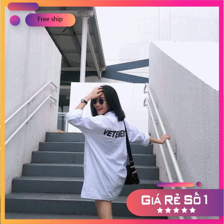 [Nhập WA9925 giảm 25k]Áo Sơmi trắng trơn in chữ lưng BASIC SHIRT UNISEX