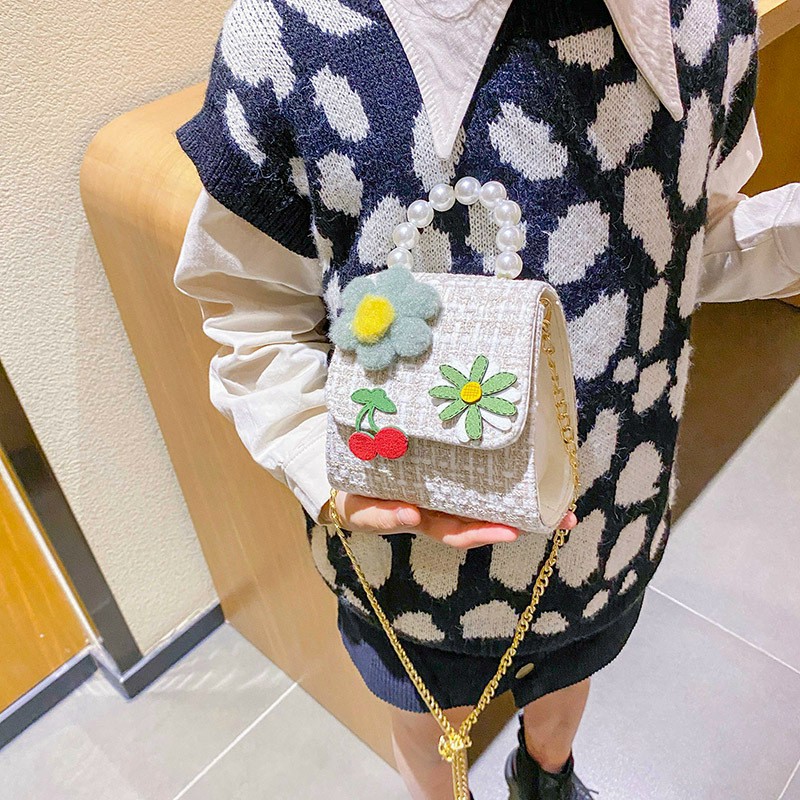 PVN22457 Túi Dạ Vuông Quai Ngọc Siêu Xinh Cho Bé T2 .