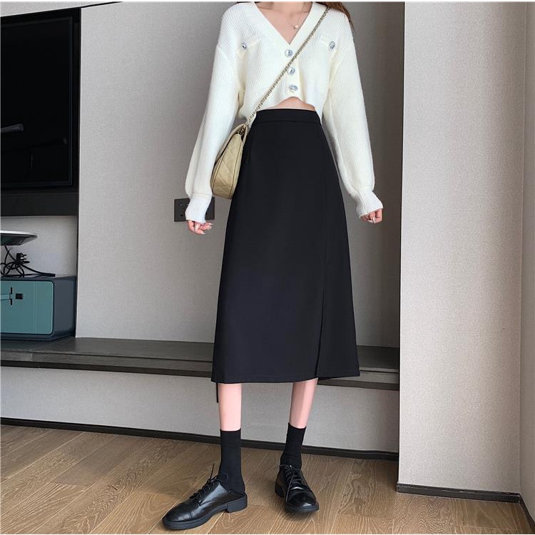 Chân váy Midi xẻ tà dài dáng suông đơn giản cá tính phong cách sang trọng có big size Mely's Fashion CV23 | BigBuy360 - bigbuy360.vn