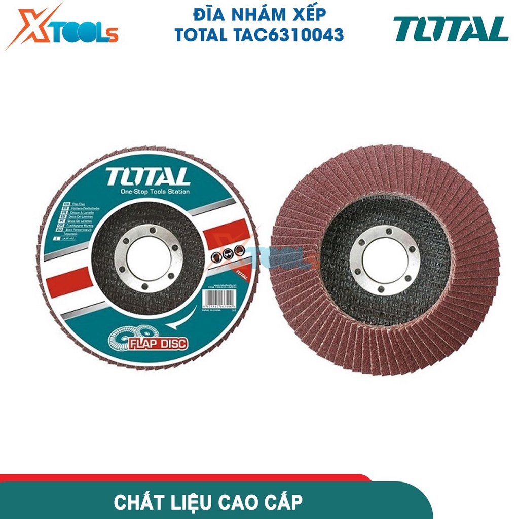 Đĩa nhám xếp TOTAL TAC6310043 độ nhám 100P, kích thước 100x16mm, dùng làm nhẵn mặt phẳng, góc cạnh [CHÍNH HÃNG][XTOOLS]