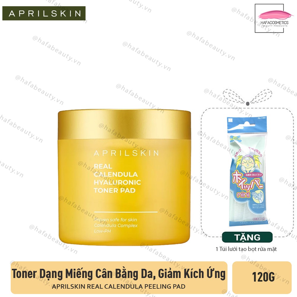 Toner Dạng Miếng Aprilskin Real Calendula Peeling Pad 120g (60 miếng) +tặng 1 túi lưới rửa mặt tạo bọt