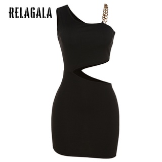 RelaGala Nữ Màu Trơn Gợi Cảm Slim Hollow Out Hip Dress