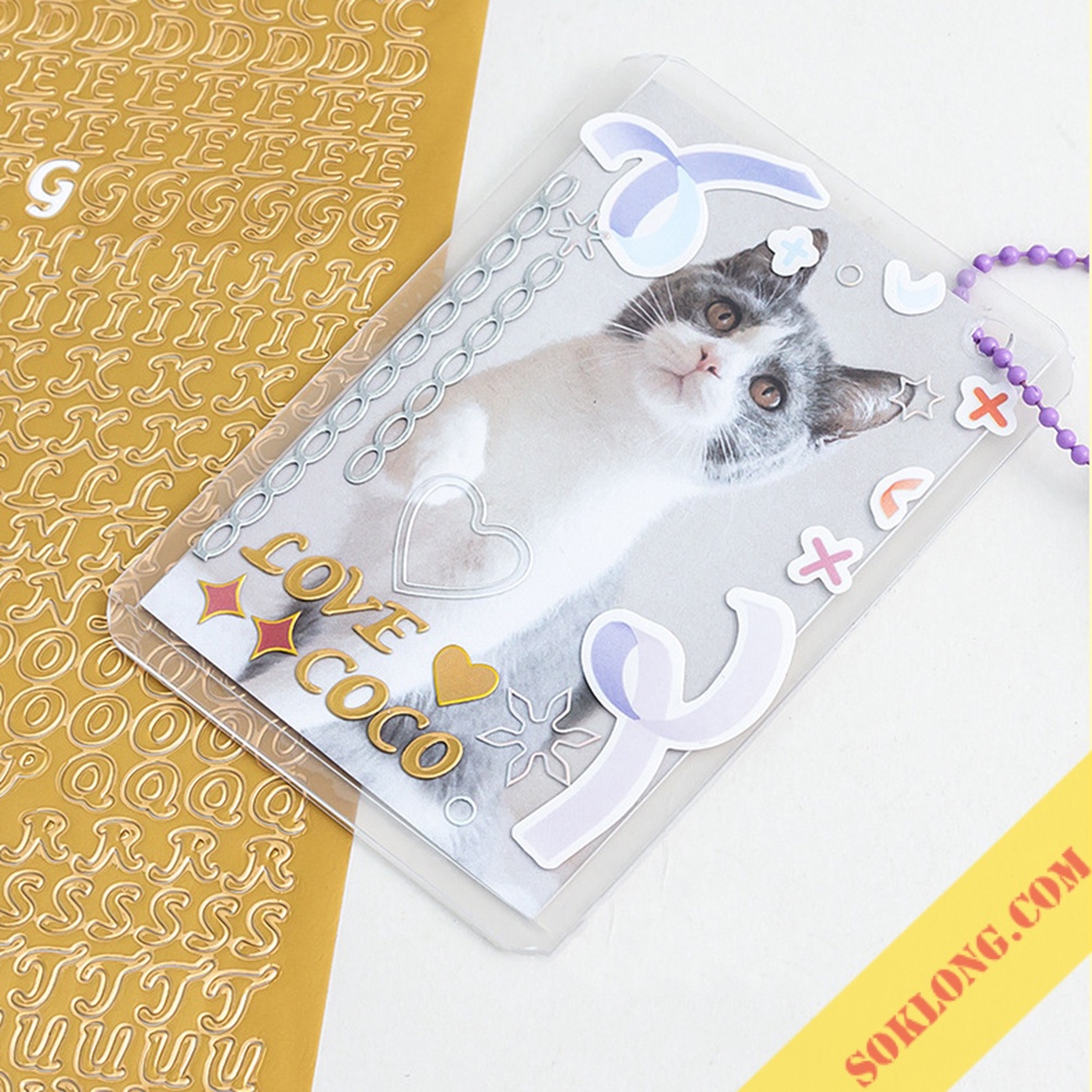 Sticker chữ cái ánh bạc kiểu chữ viết tay cổ điển STI57 nhãn dãn chữ ký hiệu alphabet Vintage trang trí sổ VPP Tuệ Minh