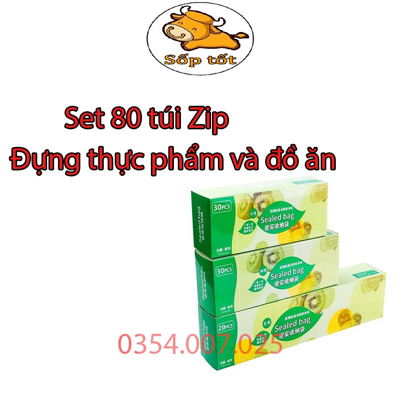 Túi zip đựng thực phẩm bọc bảo quản đồ ăn, hoa quả bỏ tủ lạnh combo 3 loại kích thước to nhỏ sk318