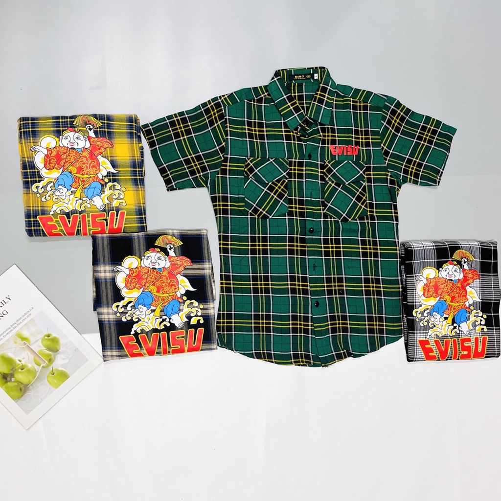 Áo Sơ Mi Nam Tay Ngắn Caro Nỉ Envisu Không Nóng Thấm Hút Mồ Hôi HÌNH THẬT, CÓ VIDEO